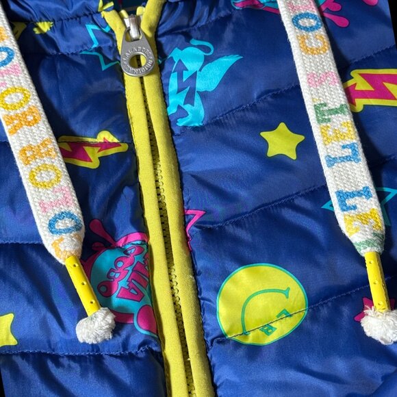LALA BOBO RARE BRIGHT FUN GRAPHIC PUFFER HOODIE JACKET COAT LARGE - Picture 3 of 10